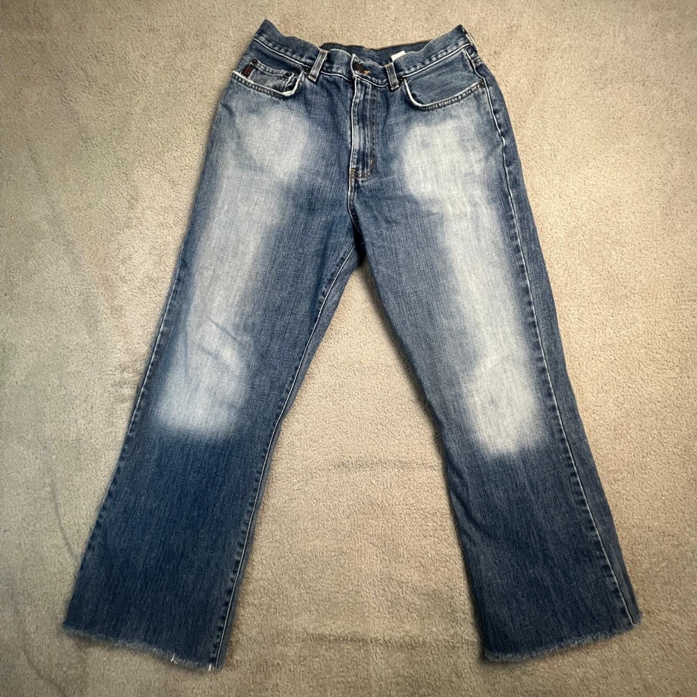 Vintage Y2K Abercrombie & Fitch Mens 31x28 Blue Faded Raw Hem Straight Leg Jeans - Picture 1 of 14